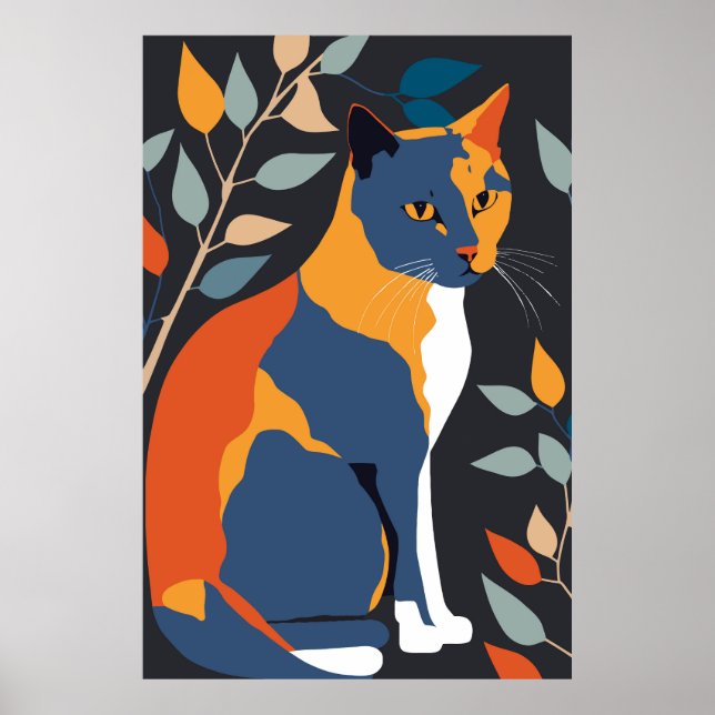 Abstract Cat Print Poster Home Decor (Front)
