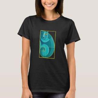 Abstract Cat Sitting In Fibonacci Golden Spiral T-Shirt
