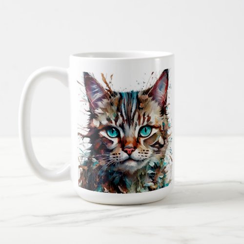 Abstract Cat Spatter Art Blank Greeting  Coffee Mug