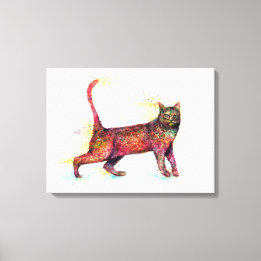 Abstract Cat watercolour Canvas Print