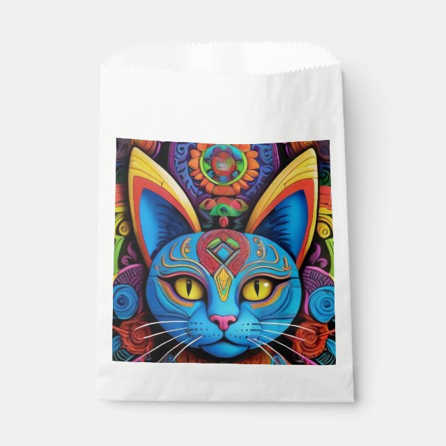 Abstract Cat With Yellow Eyes Favor Bag (Front)