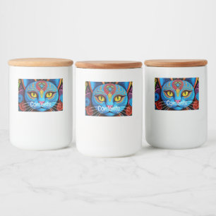 Abstract Cat with Yellow Eyes Food Label