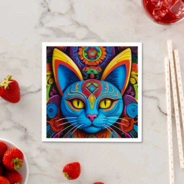 Abstract Cat with Yellow Eyes  Napkins (Creator Uploaded)