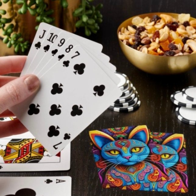 Abstract Cat With Yellow Eyes Poker Cards (Creator Uploaded)