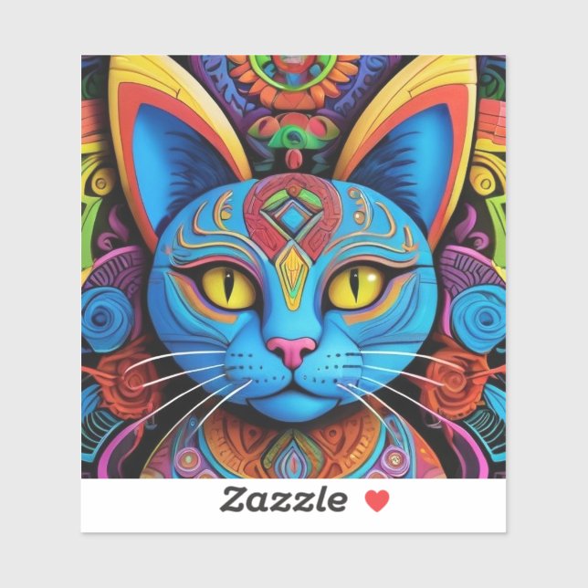 Abstract Cat With Yellow Eyes Sticker (Sheet)