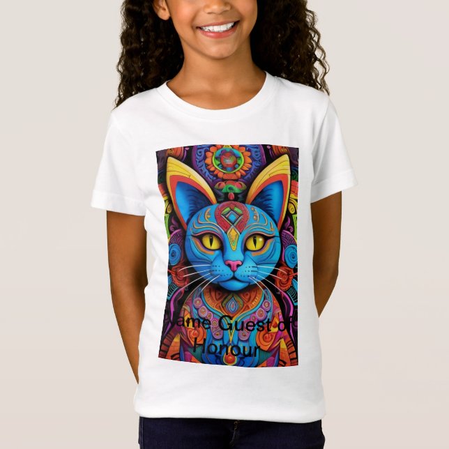 Abstract Cat with Yellow Eyes  T-Shirt (Front)