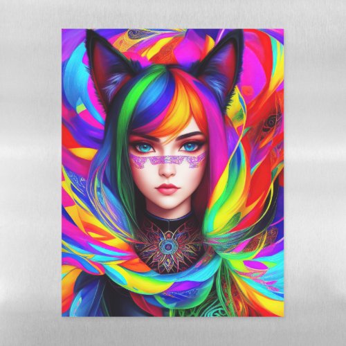 Abstract catgirl exudes an otherworldly charm magnetic dry erase sheet
