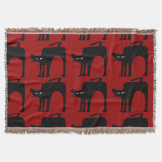 Abstract Cats and Red Throw Blanket