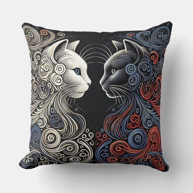 Abstract cats art throw pillow (Front)