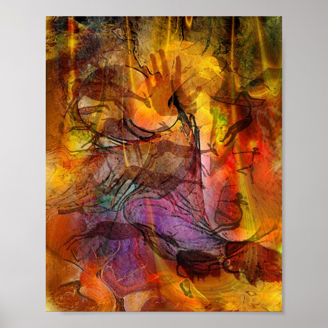 Abstract Cave Painting - Rectangular Poster (Front)