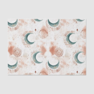 Abstract Celestial Crescent Moons Terracotta Tissue Paper