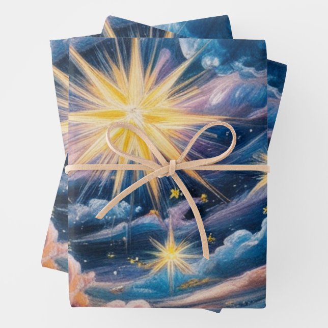 Abstract Celestial Stars and Clouds  Wrapping Paper Sheets (In situ)