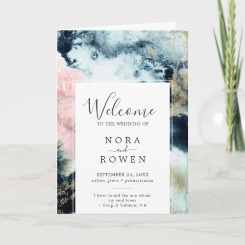 Abstract Celestial Watercolor Folded Wedding Program