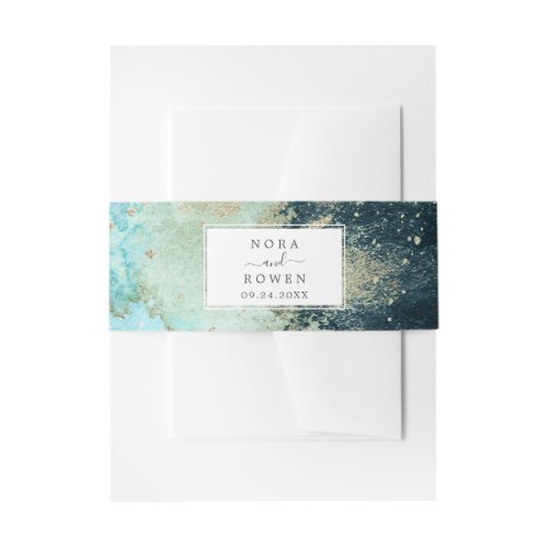 Abstract Celestial Watercolor Wedding Invitation Belly Band