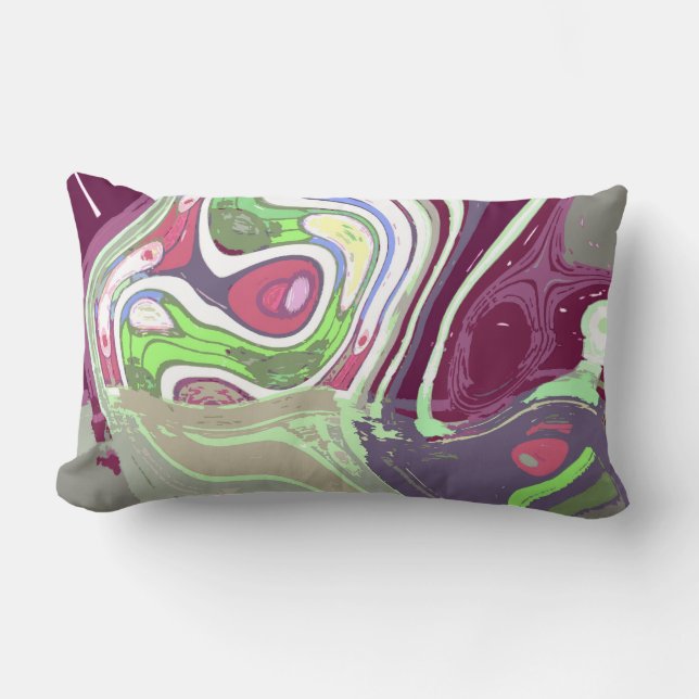 Abstract Cell Pink Green Purple Art Lumbar Pillow (Front)
