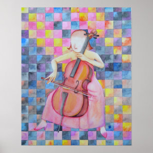 Abstract Cello Female Poster