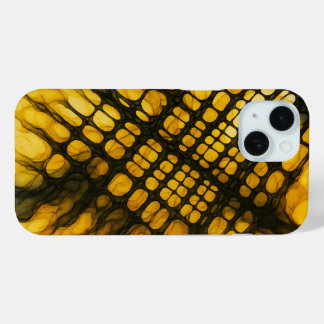 Abstract Cellular Grid in Yellow and Black iPhone 15 Case