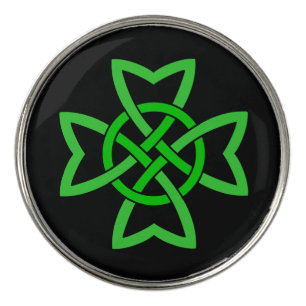 Abstract Celtic Knot Design Bright Green on Black Golf Ball Marker