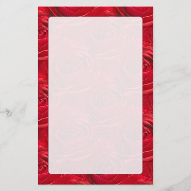 Abstract Center of Red Rose Pattern Stationery (Front)