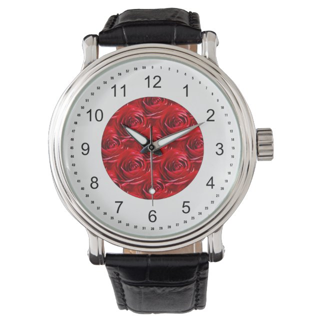 Abstract Center of Red Rose Wallpaper Watch (Front)