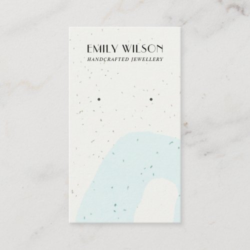 ABSTRACT CERAMIC AQUA BLUE STUD EARRING DISPLAY BUSINESS CARD