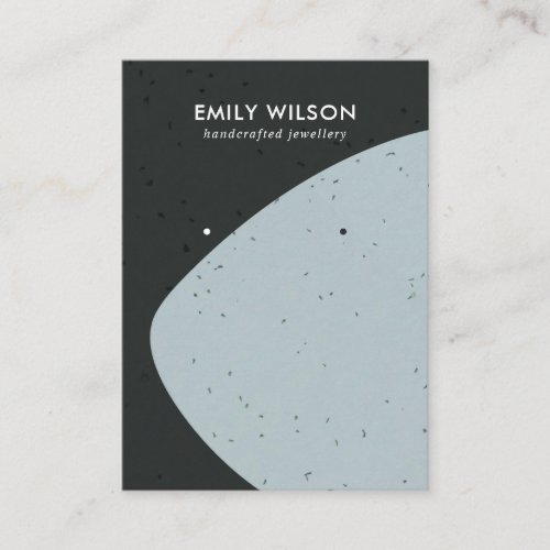 ABSTRACT CERAMIC BLACK GREY STUD EARRING DISPLAY BUSINESS CARD