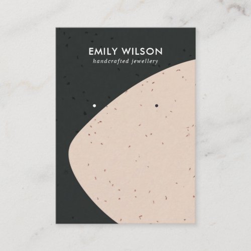 ABSTRACT CERAMIC BLACK PEACH STUD EARRING DISPLAY BUSINESS CARD