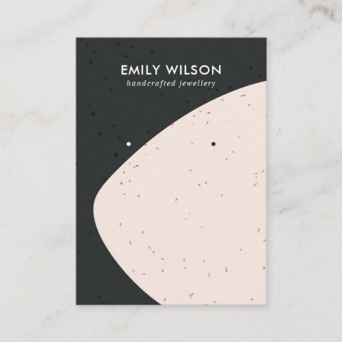 ABSTRACT CERAMIC BLACK PINK STUD EARRING DISPLAY BUSINESS CARD