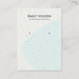 ABSTRACT CERAMIC BLUE WAVE STUD EARRING DISPLAY BUSINESS CARD