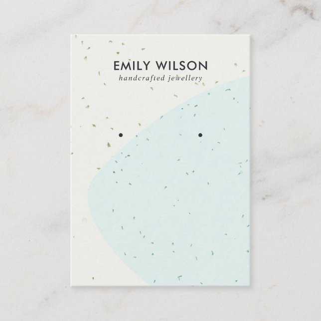 ABSTRACT CERAMIC BLUE WAVE STUD EARRING DISPLAY BUSINESS CARD (Front)
