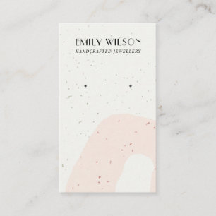 ABSTRACT CERAMIC BLUSH PEACH STUD EARRING DISPLAY BUSINESS CARD