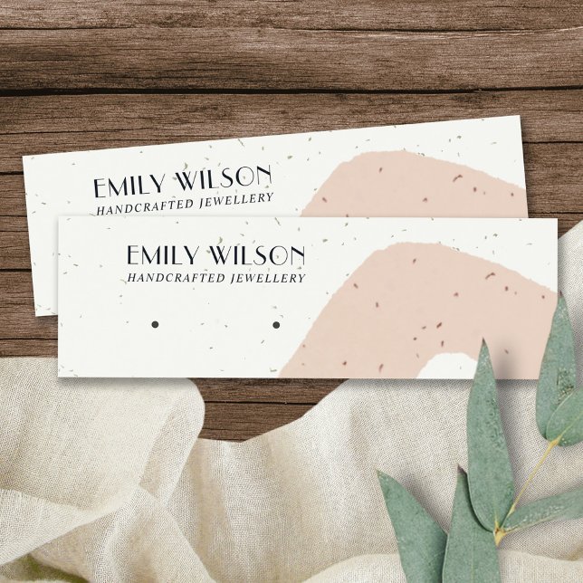 ABSTRACT CERAMIC BLUSH PEACH STUD EARRING DISPLAY MINI BUSINESS CARD (Creator Uploaded)