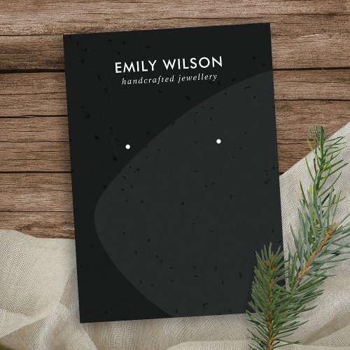 ABSTRACT CERAMIC GREY BLACK STUD EARRING DISPLAY BUSINESS CARD