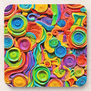 Abstract Ceramic Joy Beverage Coaster