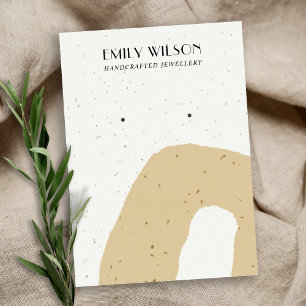 ABSTRACT CERAMIC OCHRE YELLOW STUD EARRING DISPLAY BUSINESS CARD