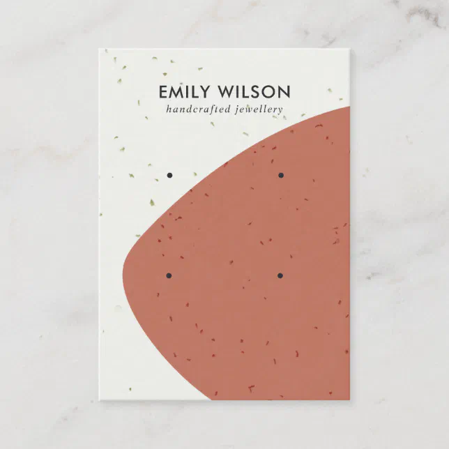 ABSTRACT CERAMIC RUST WAVE 2 STUD EARRING DISPLAY BUSINESS CARD | Zazzle