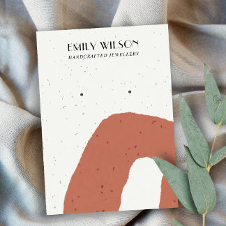 ABSTRACT CERAMIC TERRACOTTA STUD EARRING DISPLAY BUSINESS CARD