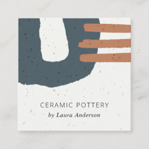 ABSTRACT CERAMIC TEXTURE BLUE BLACK RUST SPECKLED SQUARE BUSINESS CARD