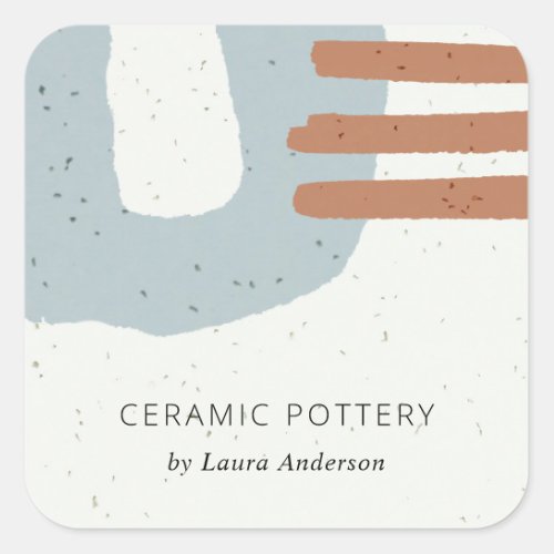 ABSTRACT CERAMIC TEXTURE BLUE GREY RUST SPECKLED SQUARE STICKER