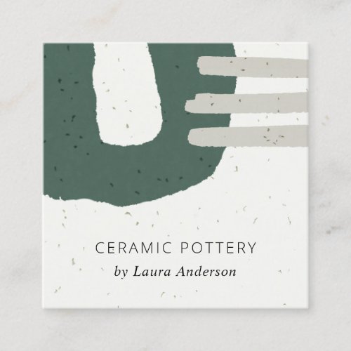 ABSTRACT CERAMIC TEXTURE BOTTLE GREEN SPECKLED SQUARE BUSINESS CARD