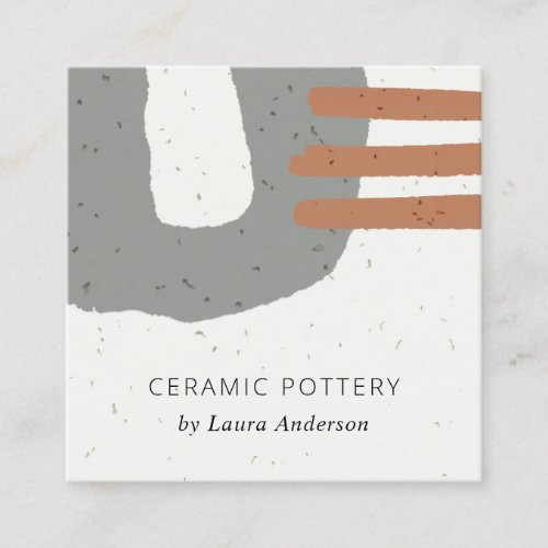 ABSTRACT CERAMIC TEXTURE CHIC GREY RUST SPECKLED SQUARE BUSINESS CARD