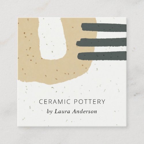 ABSTRACT CERAMIC TEXTURE OCHRE YELLOW SPECKLED SQUARE BUSINESS CARD