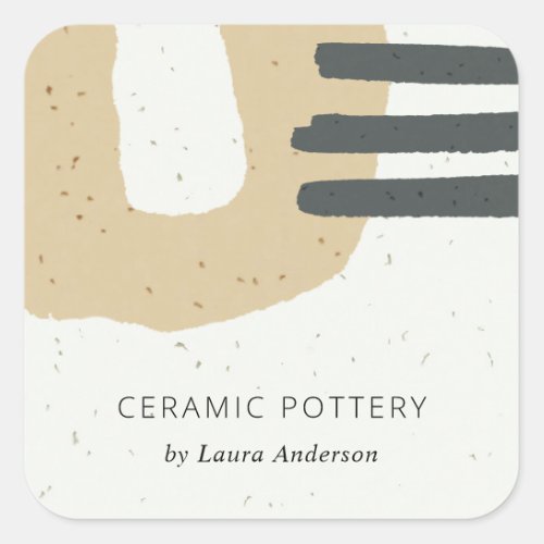 ABSTRACT CERAMIC TEXTURE OCHRE YELLOW SPECKLED SQUARE STICKER