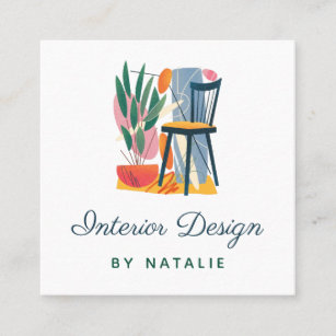 Abstract Chair Furniture Home Interior Designer Square Business Card