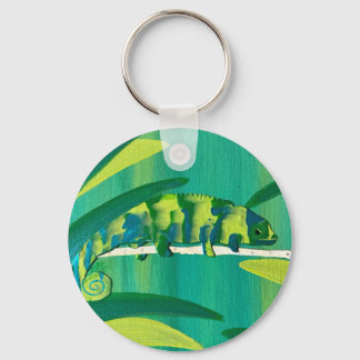 Abstract Chameleon in Blue Green Yellow Keychains