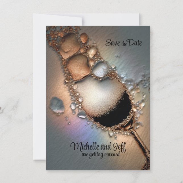 Abstract champagne Flat Save The Date Card (Front)