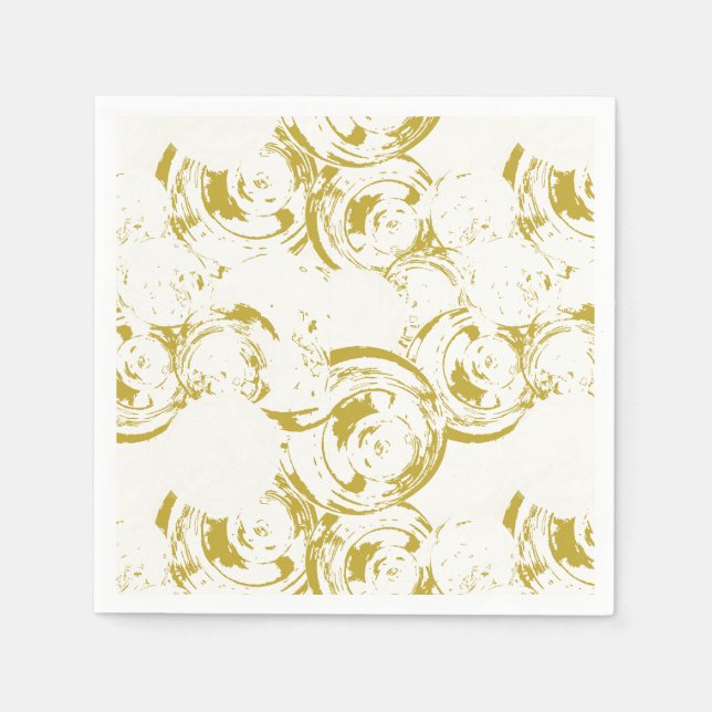 Abstract Champagne Gold Swirl Napkins (Front)