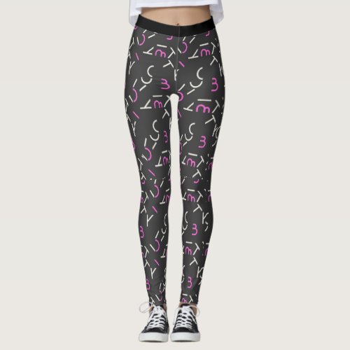 Abstract Chaos Numbers and alphabets Leggings