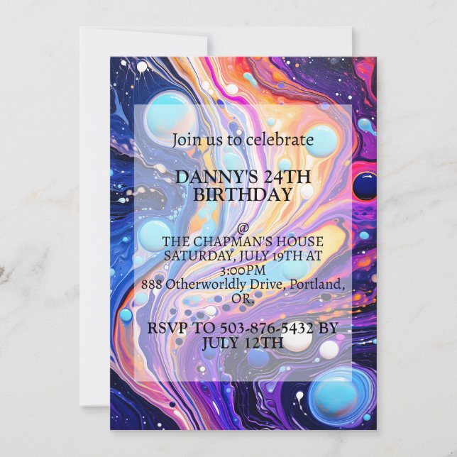 Abstract Chaotic Illustration Birthday Party Invitation (Front)