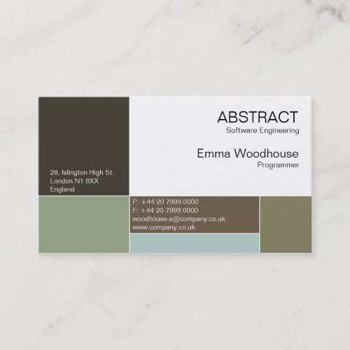 Abstract Charcoal, Tan &amp; Light Blue Business Cards